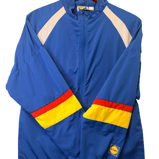 Vintage LIDL Official Logo Windbreaker Jacket Blue Yellow XL Rare Gorpcore
