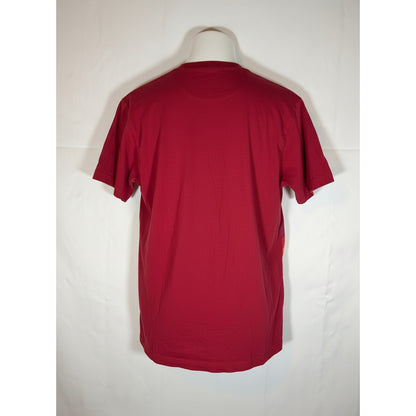AS Roma Official Product Mens L T-Shirt Retro Rainbow Stripe Lupetto Wolf Logo