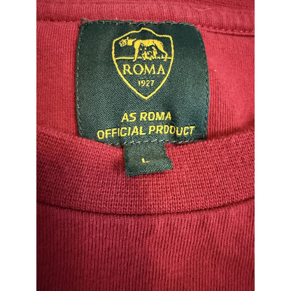 AS Roma Official Product Mens L T-Shirt Retro Rainbow Stripe Lupetto Wolf Logo