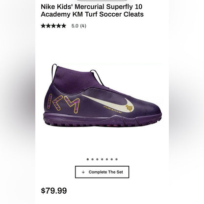 Nike Kids Mercurial Superfly 10 Academy KM turf cleats. Size 4 NwT