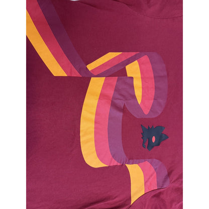 AS Roma Official Product Mens L T-Shirt Retro Rainbow Stripe Lupetto Wolf Logo